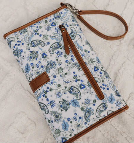 Oioi Change Mat and Clutch - Blue Paisley