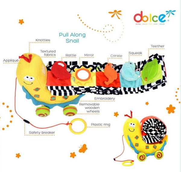 Sammy the Pull Along Snail Large Interactive Soft Toy