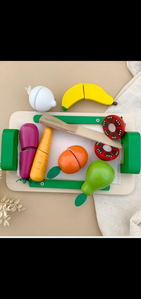 Wooden Toy Fruit & Vegetable Cutting Set