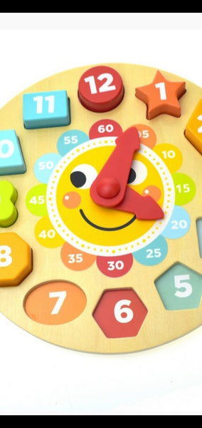 Wooden Tell the Time Clock with Blocks
