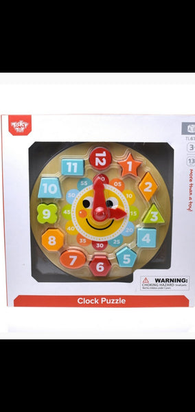 Wooden Tell the Time Clock with Blocks