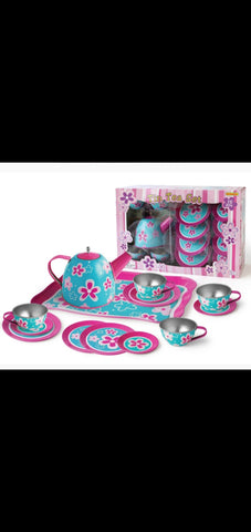 Tin Tea Set - Pink and Blue