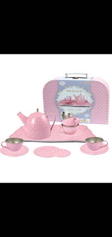 Tin Tea Set with Suitcase 15 pieces - Pink