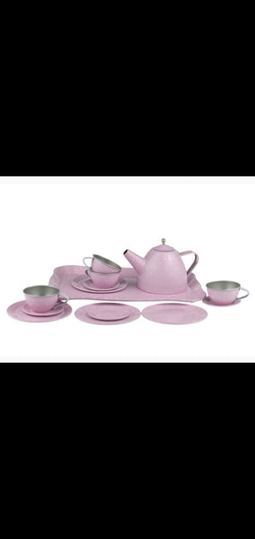 Tin Tea Set with Suitcase 15 pieces - Pink