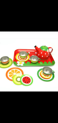 Tin Toy Tea Set 15 Pieces with tray - Orchard Fruits