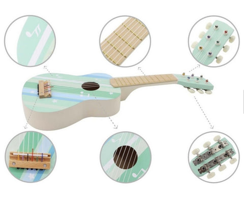 Wooden Guitar - Minty Aqua