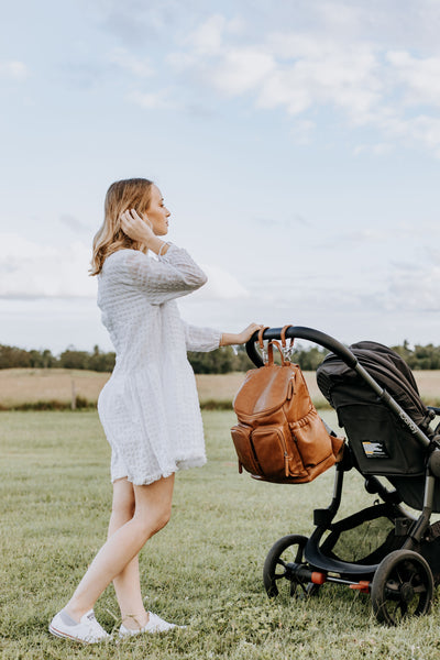 OiOi- Faux Leather Nappy Backpack- Tan