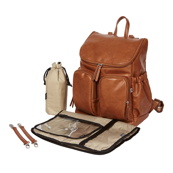 OiOi- Faux Leather Nappy Backpack- Tan