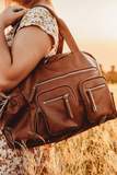 OiOi- Faux Leather Carryall Nappy Bag- Tan