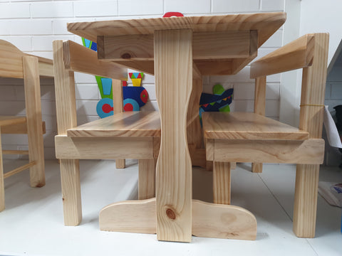 Kids Table and Bench Seat Set